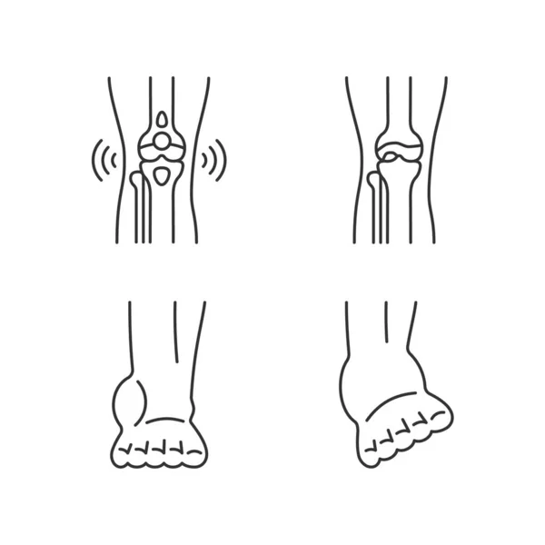 Arthritis Beinschmerzen Lineare Symbole Gesetzt Degenerative Gelenkerkrankungen Bursitis Muskelzerrungen Personalisierbare — Stockvektor