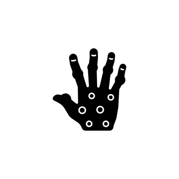 银屑病关节炎黑色象形文字 手指和手部关节疼痛 永久性骨骼损伤 慢性炎症 白色空间上的轮廓符号 矢量孤立的说明 — 图库矢量图片