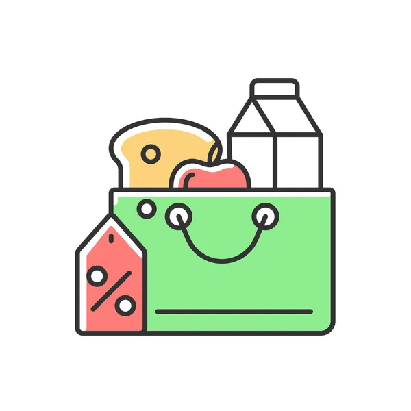 Precios Alimentos Reducidos Icono Color Rgb Descuentos Comestibles Comprar Productos — Archivo Imágenes Vectoriales