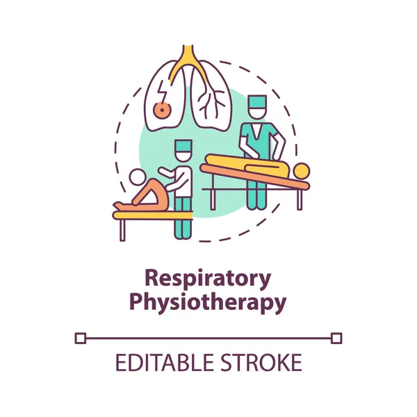 Icône Concept Physiothérapie Respiratoire Thérapeute Professionnel Patient Souffrant Douleurs Thoraciques — Image vectorielle