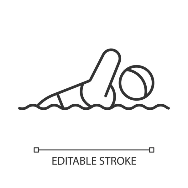 自适应游泳直线图标 水上运动比赛 有身体残疾的运动员 细线可定制的示例 绕道标志 矢量孤立的轮廓图 可编辑笔划 — 图库矢量图片