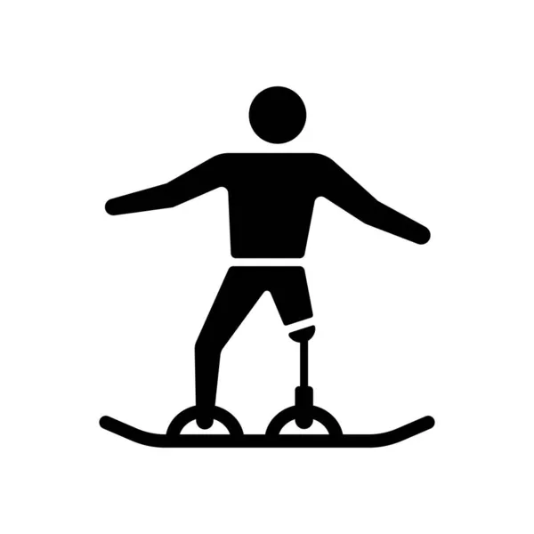 Snowboard Schwarze Glyphen Ikone Sportler Rutscht Vom Hang Wintersportdisziplin Sportler — Stockvektor