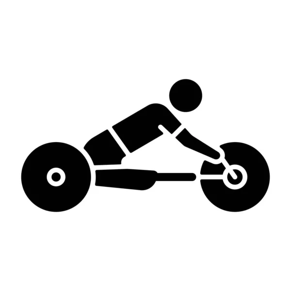 適応道路サイクリング黒のグリフアイコン プロのロードバイクレース 水平軌道上でのサイクリング競技 障害のあるアスリート 白い空間にシルエットのシンボル ベクトル分離図 — ストックベクタ