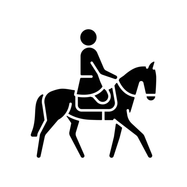 Ícone Glifo Negro Equestre Cavalo Montando Evento Demonstrativo Competição Corridas — Vetor de Stock
