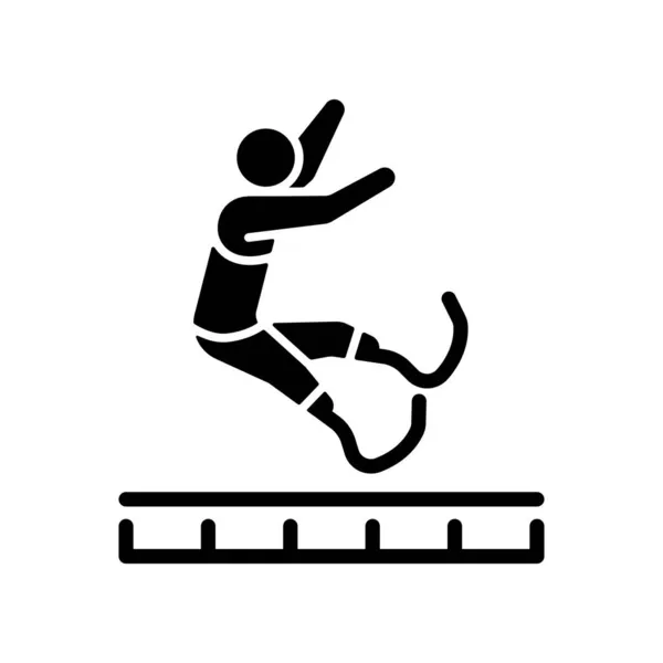 Long Jump Black Glyph Icon Athletes Compete Jumping Distance Horizontal — Stock Vector