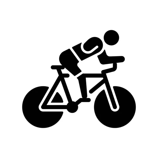 Track Cycling Black Glyph Icon Bicycle Racing Competition Riding Bike — Stock Vector