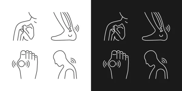 Musculoskeletal Pain Linear Icons Set Dark Light Mode Dislocated Shoulder — Stock Vector