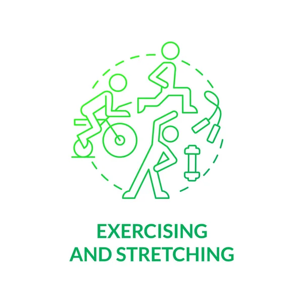Esercizio Stretching Concetto Icona Allenati Riabilitazione Fisica Allenamento Fitness Fisioterapia — Vettoriale Stock