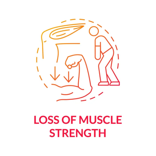 Pérdida Fuerza Muscular Gradiente Icono Concepto Rojo Debilidad Muscular Problema — Vector de stock