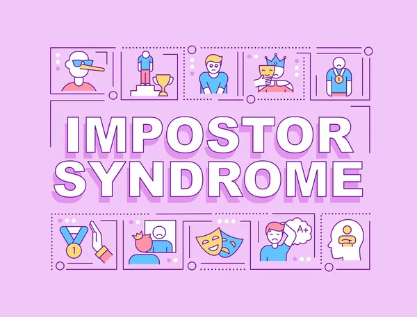 Impostor Syndrome Word Concepts Banner Psychological Pattern Infographics Linear Icons — Stock Vector