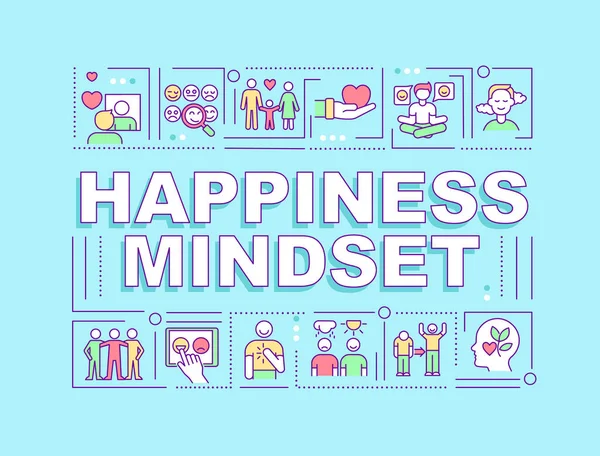 Felicidade Mentalidade Palavra Conceitos Banner Pensamento Positivo Infográficos Com Ícones — Vetor de Stock