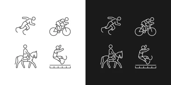 Adaptive Sports Linear Icons Set Dark Light Mode Equestrian Athletic — Stock Vector