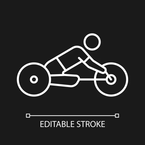 Adaptives Weißes Lineares Rennrad Symbol Für Dunkles Thema Straßenrennen Behindertensportler — Stockvektor