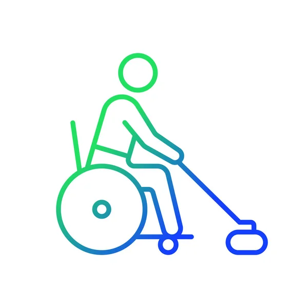 Wheelchair Curling Gradient Linear Vector Icon Adaptive Sport Discipline Team — Stock Vector