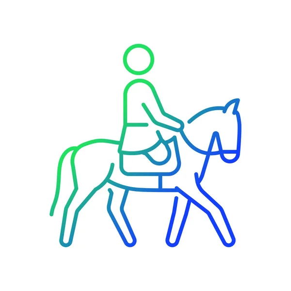马术梯度直线矢量图标 马背上骑马 赛马比赛 有身体残疾的运动员 细线颜色符号 现代风格的象形文字 矢量孤立轮廓图 — 图库矢量图片
