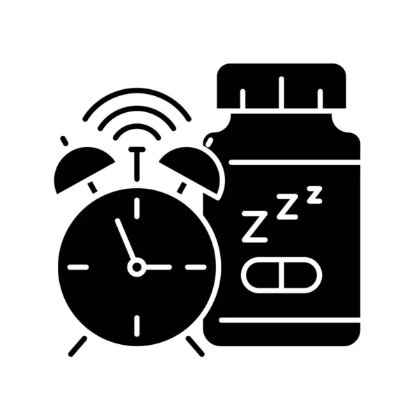 Kiegészítők Álmatlanság Fekete Glória Ikon Alvásmegvonó Gyógyszer Alvásreklámok Pirulák Hogy — Stock Vector