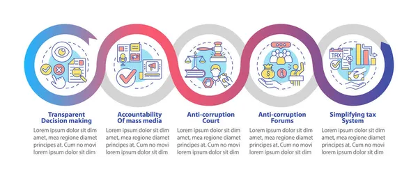 Korrupcióellenes Propaganda Vektor Infografikus Sablon Fórum Bemutatja Tervezési Elemeket Adatvizualizáció — Stock Vector