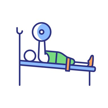 RGB renk simgesi kaldırılıyor. Sporcu büyük ağırlık kaldırır. Güç sporu. Kişisel sonuç ayarları. Fiziksel engelli bir sporcu. İzole vektör çizimi. Basit doldurulmuş çizgi çizimi