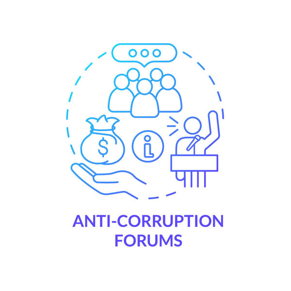 Anti corruption connventions concept icon. Public activities against fraud abstract idea thin line illustration. Global economics ommunity discussion. Vector isolated outline color drawing.