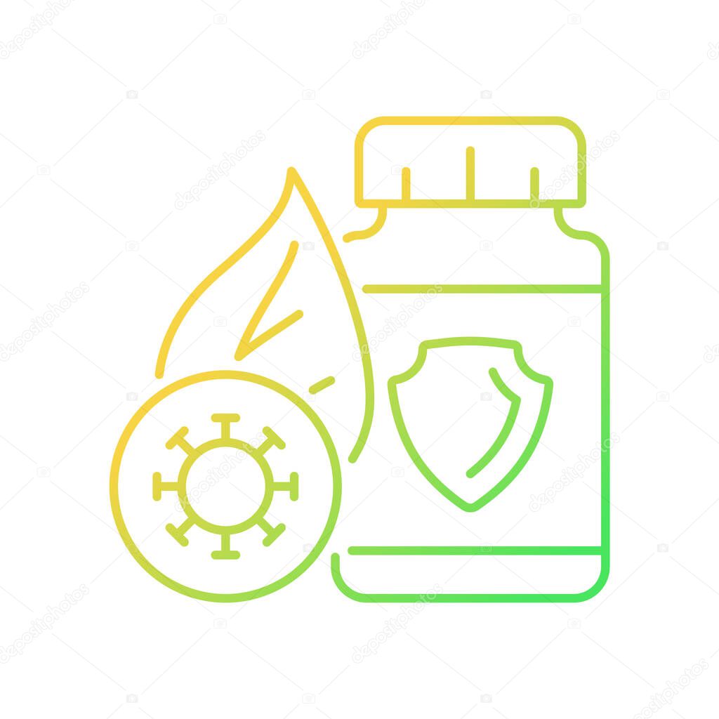 Antioxidant supplements gradient linear vector icon. Medicine to strengthen immunity. Oxidative stress prevention. Thin line color symbol. Modern style pictogram. Vector isolated outline drawing
