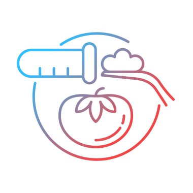 Gıda testi gradyan doğrusal vektör simgesi. Besin güvenliği ve kalite kontrolü. Örnekleme işlemi. Ürün analizi. İnce çizgi renk sembolü. Modern tarz pictogram. Vektör izole çizimi