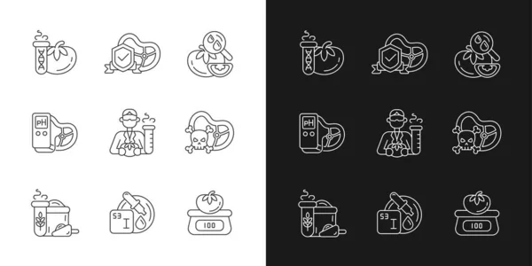 Organic Products Testing Linear Icons Set Dark Light Mode Physical — Stock Vector