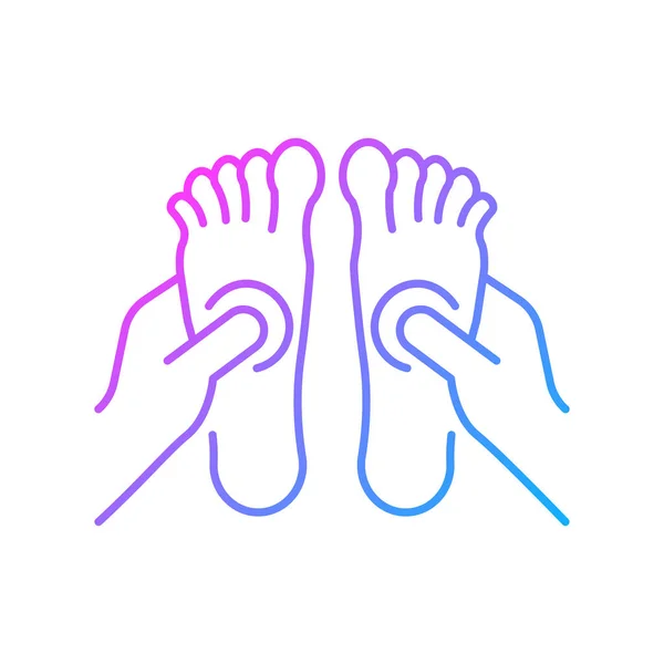 Icono Vector Lineal Gradiente Reflexológico Aplicando Presión Los Pies Masaje — Vector de stock