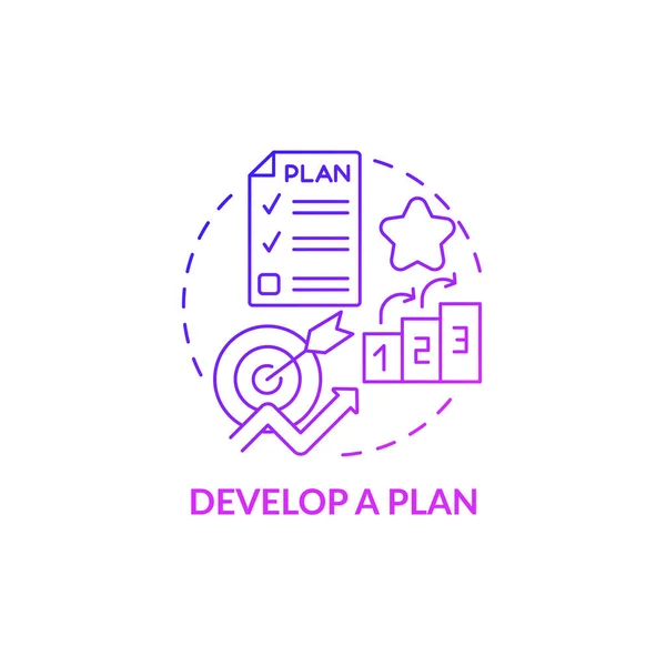 Entwickeln Plan Lila Gradientenkonzept Symbol Effektives Management Und Arbeitsoptimierung Karrierefortschritt — Stockvektor