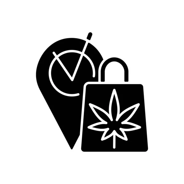 大麻药房黑色象形文字 娱乐性大麻零售店 合法购买大麻产品 网上订购和购买 白色空间上的轮廓符号 矢量孤立的说明 — 图库矢量图片