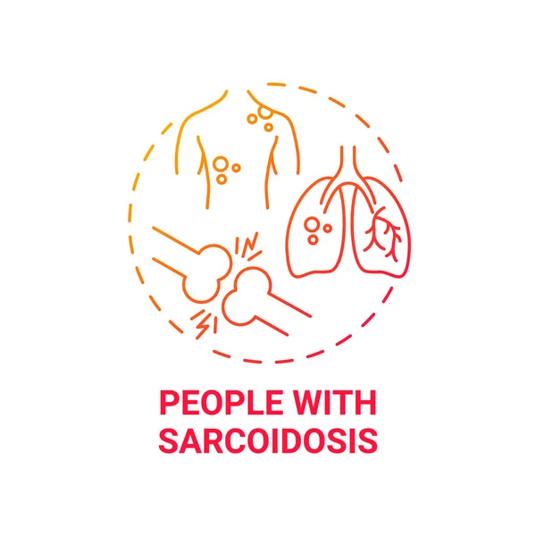 Emberek Sarcoidsis Vörös Gradiens Koncepció Ikon Tüdőrehabilitáció Elvont Ötlet Vékony — Stock Vector