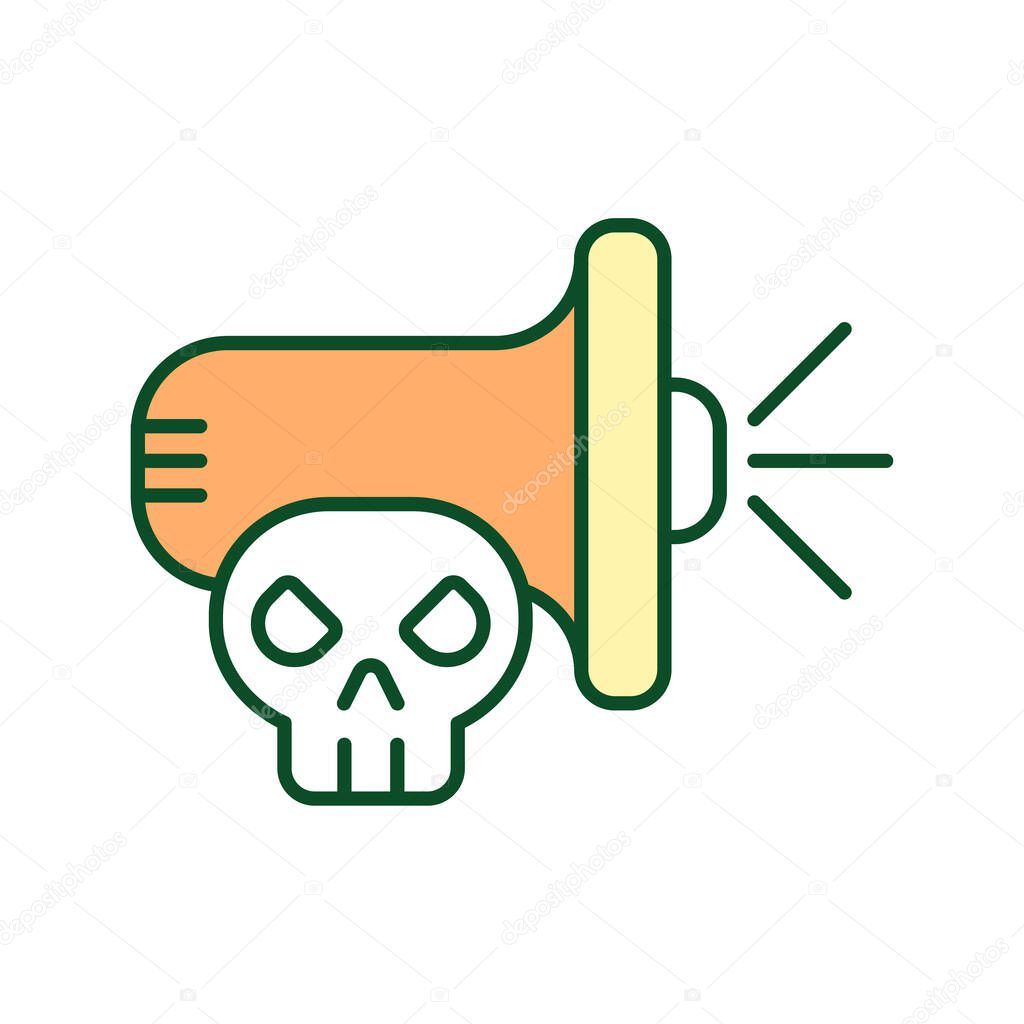 Aggressive speech RGB color icon. Verbal abuse. Violent communication. Hate speech. Aggressive communication. Insulting words. Verbal assault. Isolated vector illustration. Simple filled line drawing