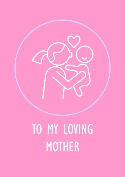 Loving Mother Postcard Linear Glyph Icon Wishes Mom Greeting Card — Stock Vector