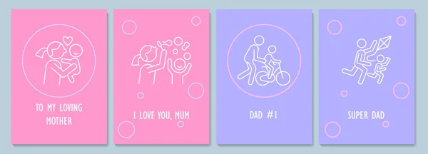 Tagesansichtskarte Für Mütter Und Väter Mit Linearen Glyphen Symbolen Grußkarte — Stockvektor
