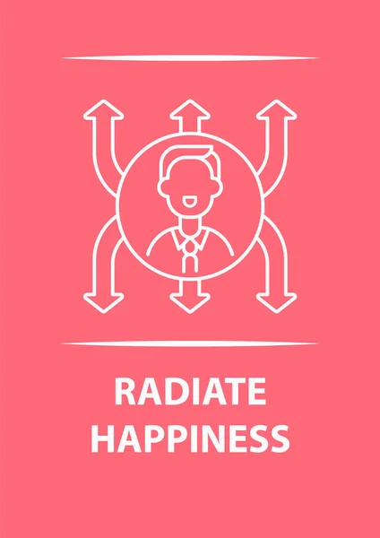 Радиационная Открытка Счастья Иконкой Линейного Знака Желаю Позитива Открытка Декоративным — стоковый вектор