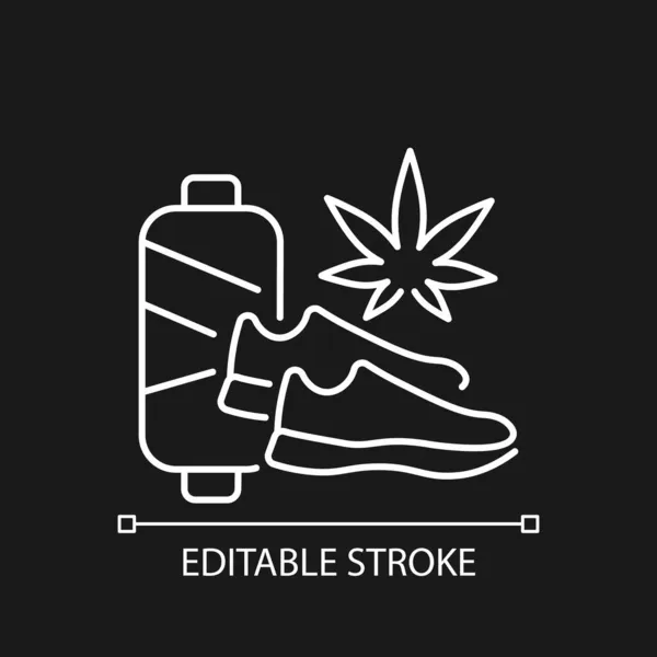 Scarpe Cannabis Icona Lineare Bianca Tema Scuro Produzione Sostenibile Calzature — Vettoriale Stock