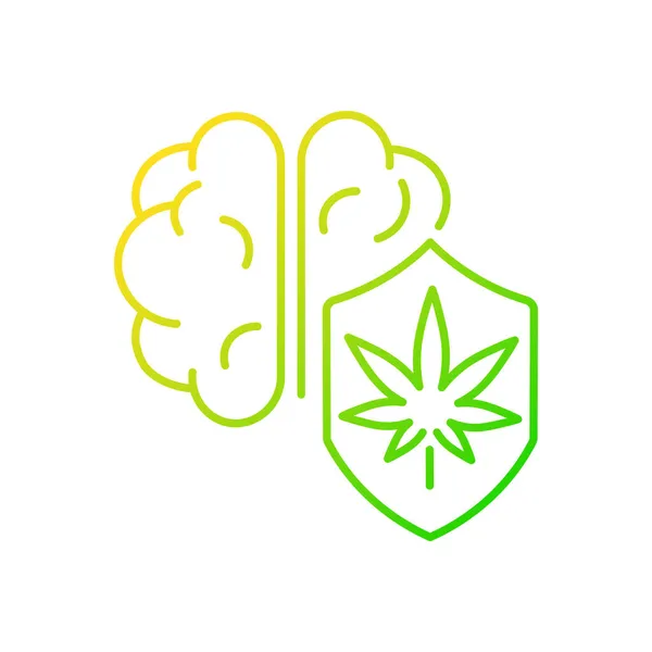 Marihuana Icono Del Vector Lineal Gradiente Protección Cerebral Mejora Las — Vector de stock