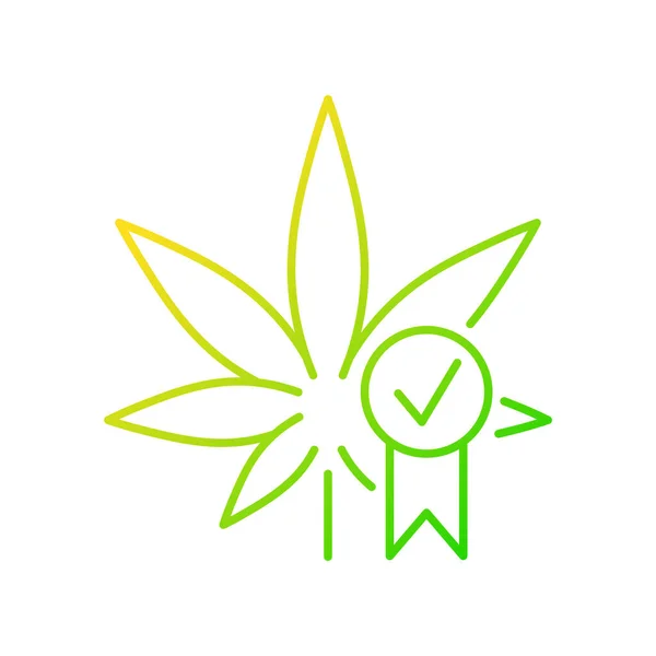 Lineares Vektorsymbol Für Cannabis Qualitätskontrolle Bewertung Medizinischer Marihuana Produkte Qualitätszertifizierung — Stockvektor