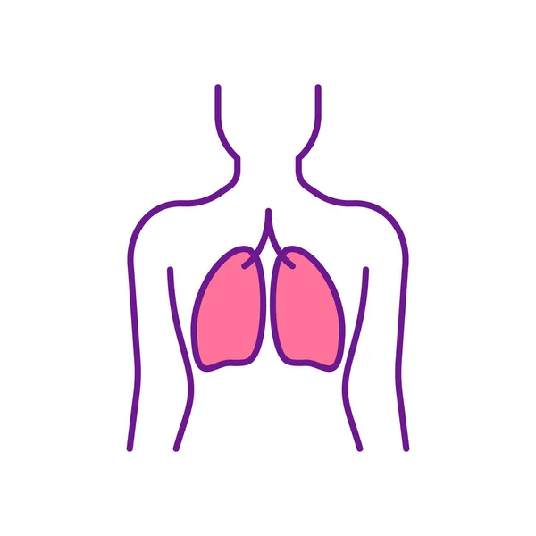Icona Colori Rgb Dei Polmoni Parte Del Corpo Umano Organi — Vettoriale Stock