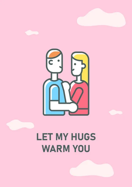 Let Hugs Warm You Greeting Card Color Icon Element Happy — Stock Vector