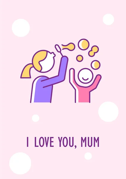 Love You Mum Greeting Card Color Icon Element Wishes Celebrating — Stock Vector