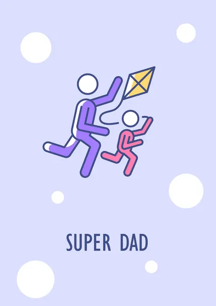 Super Tata Kartka Życzeniami Kolorową Ikoną Życzenia Dzień Ojców Projekt — Wektor stockowy