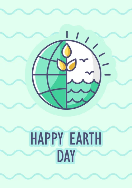 Grußkarte Zum Tag Der Erde Mit Farbigem Symbol Element Rettet — Stockvektor