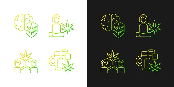 Kannabisz Mentális Egészség Gradiens Ikonok Beállítva Sötét Világos Módban Marijuana — Stock Vector