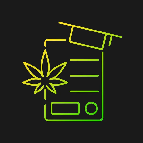 Cannabis Bildungsgradient Vektor Symbol Für Dunkles Thema Schulungen Für Die — Stockvektor