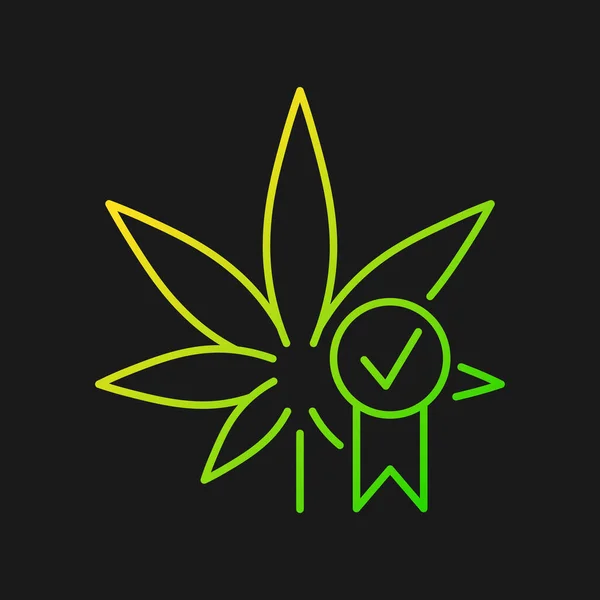 Cannabis Qualitätskontrolle Gradientenvektorsymbol Für Dunkles Thema Bewertung Medizinischer Marihuana Produkte — Stockvektor