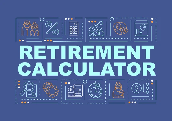 Pensionssumma Kalkylator Ord Begrepp Banner Förutspå Pensionärsägg Infografik Med Linjära — Stock vektor