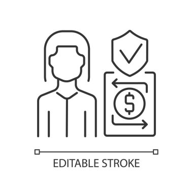 Yardımcı doğrusal simgeye güven. Güven operasyonları uzmanı. Müşteri geldi. İnce çizgi özelleştirilebilir illüstrasyon. Contour sembolü. Vektör izole çizim. Düzenlenebilir vuruş