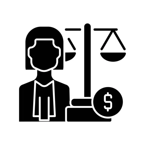 Finanzrecht Schwarze Glyphen Ikone Finanzdienstleistungen Und Bankenanwälte Rechts Und Regulierungsexperte — Stockvektor
