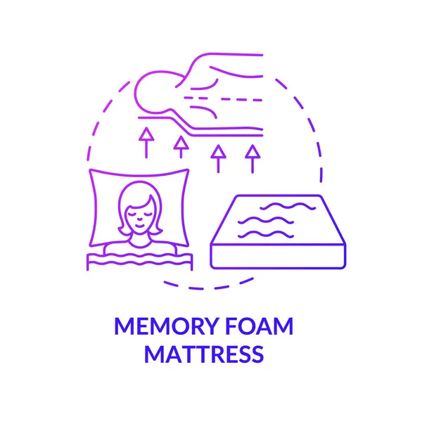 Memory Foam Matras Paars Gradiënt Concept Icoon Gemeenschappelijke Matras Materiaal — Stockvector