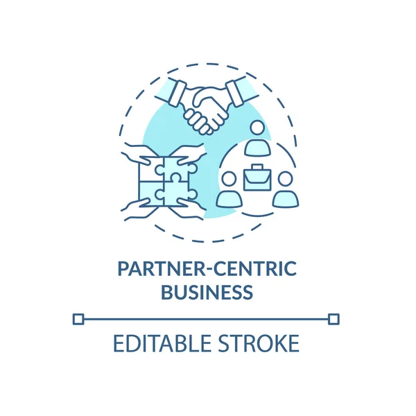 Partner Centric Business Blue Concept Icon Gestione Professionale Delle Relazioni — Vettoriale Stock